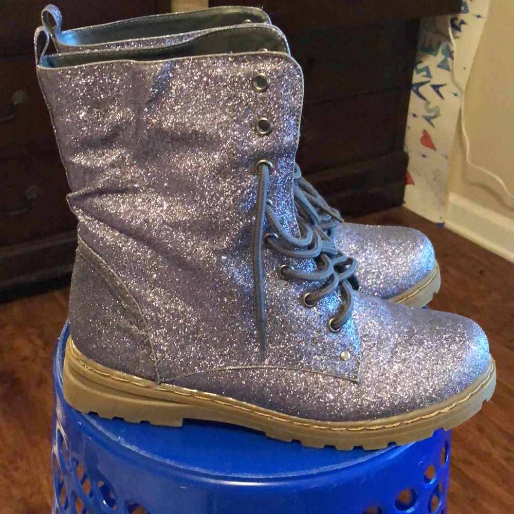 Pre-Owned  Glitter Combat Boots Women’s Size 10